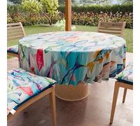 PETTI ARTIGIANI ITALIANI - Mantel Redondo Antimanchas de Microfibra (Diámetro Ø 240 cm), Manteles para Mesa Redonda, Diseño Peces, 100%