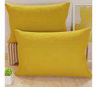 PETTI ARTIGIANI ITALIANI - Par de Fundas de Almohada 145x40 cm, Pareja de Funda de Cojín Lisas Amarillo Ocre, 100% Microfibra Hipoalergénica, Made in Italy