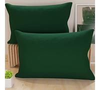PETTI ARTIGIANI ITALIANI - Par de Fundas de Almohada 145x40 cm, Pareja de Funda de Cojín Lisas Verde Esmeralda, 100% Microfibra Hipoalergénica, Made in Italy