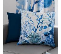 PETTI Artigiani Italiani - Par de Fundas de Almohada 30x30 cm, Pareja de Funda de Cojín Coral Azul, 100% Microfibra Hipoalergénica, Paquete de 2, Made in Italy