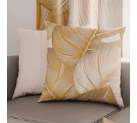 PETTI Artigiani Italiani - Par de Fundas de Almohada 30x30 cm, Pareja de Funda de Cojín Hojas Beige, 100% Microfibra Hipoalergénica, Paquete de 2, Made in Italy