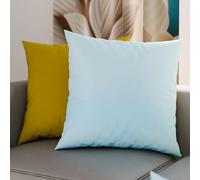 PETTI ARTIGIANI ITALIANI - Par de Fundas de Almohada 30x30 cm, Pareja de Funda de Cojín Lisas Double Face Celeste Amarillo, 100% Microfibra Hipoalergénica