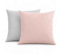 PETTI ARTIGIANI ITALIANI - Par de Fundas de Almohada 30x30 cm, Pareja de Funda de Cojín Lisas Double Face Rosa Empolvado Gris Claro, 100% Microfibra Hipoalergénica