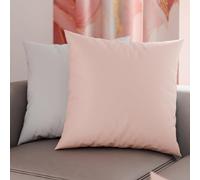 PETTI ARTIGIANI ITALIANI - Par de Fundas de Almohada 30x30 cm, Pareja de Funda de Cojín Lisas Double Face Rosa Empolvado Gris Claro, 100% Microfibra Hipoalergénica