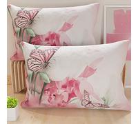 PETTI Artigiani Italiani - Par de Fundas de Almohada 30x50 cm, Pareja de Funda de Cojín Mariposas Rosa, 100% Microfibra Hipoalergénica, Paquete de 2, Made in Italy