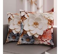 PETTI Artigiani Italiani - Par de Fundas de Almohada 35x35 cm, Pareja de Funda de Cojín Motivo Floral, 100% Microfibra Hipoalergénica, Paquete de 2, Made in Italy