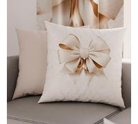 PETTI ARTIGIANI ITALIANI - Par de Fundas de Almohada 40x40 cm, Pareja de Funda de Cojín Lazo Beige, 100% Microfibra Hipoalergénica, Paquete de 2, Made in Italy