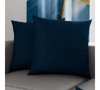 PETTI Artigiani Italiani - Par de Fundas de Almohada 40x40 cm, Pareja de Funda de Cojín Lisas Azul Noche, 100% Microfibra Hipoalergénica, Made in Italy