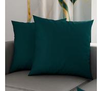 PETTI ARTIGIANI ITALIANI - Par de Fundas de Almohada 40x40 cm, Pareja de Funda de Cojín Lisas Petróleo, 100% Microfibra Hipoalergénica