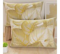 PETTI Artigiani Italiani - Par de Fundas de Almohada 40x60 cm, Pareja de Funda de Cojín Hojas Beige, 100% Microfibra Hipoalergénica, Paquete de 2, Made in Italy