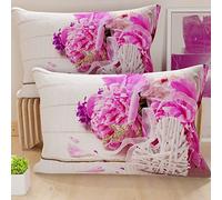 PETTI Artigiani Italiani - Par de Fundas de Almohada 40x70 cm, Pareja de Funda de Cojín Floral Fucsia Rosa, 100% Microfibra Hipoalergénica, Paquete de 2, Made in Italy