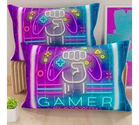 PETTI Artigiani Italiani - Par de Fundas de Almohada 40x70 cm, Pareja de Funda de Cojín Gamer, 100% Microfibra Hipoalergénica, Paquete de 2, Made in Italy