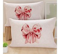 PETTI Artigiani Italiani - Par de Fundas de Almohada 40x70 cm, Pareja de Funda de Cojín Lazo Rosa, 100% Microfibra Hipoalergénica, Paquete de 2, Made in Italy