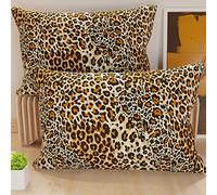 PETTI Artigiani Italiani - Par de Fundas de Almohada 40x70 cm, Pareja de Funda de Cojín Leopardo, 100% Microfibra Hipoalergénica, Paquete de 2, Made in Italy