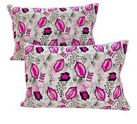 PETTI Artigiani Italiani - Par de Fundas de Almohada 40x70 cm, Pareja de Funda de Cojín Lipstick Blanco Fucsia, 100% Microfibra Hipoalergénica, Paquete de 2, Made in Italy
