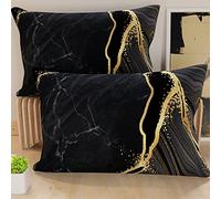PETTI Artigiani Italiani - Par de Fundas de Almohada 40x70 cm, Pareja de Funda de Cojín Mármol Negro, 100% Microfibra Hipoalergénica, Paquete de 2, Made in Italy