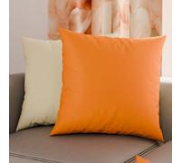 PETTI ARTIGIANI ITALIANI - Par de Fundas de Almohada 45x45 cm, Pareja de Funda de Cojín Lisas Double Face Naranja Crema, 100% Microfibra Hipoalergénica