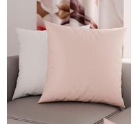PETTI ARTIGIANI ITALIANI - Par de Fundas de Almohada 45x45 cm, Pareja de Funda de Cojín Lisas Double Face Rosa Empolvado Blanco, 100% Microfibra Hipoalergénica