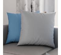 PETTI ARTIGIANI ITALIANI - Par de Fundas de Almohada 45x45 cm, Pareja de Funda de Cojín Lisas Double Face Celeste Gris Claro, 100% Microfibra Hipoalergénica