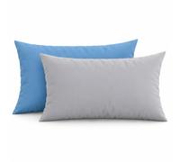 PETTI ARTIGIANI ITALIANI - Par de Fundas de Almohada 50x30 cm, Pareja de Funda de Cojín Lisas Double Face Celeste Gris Claro, 100% Microfibra Hipoalergénica