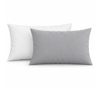 PETTI ARTIGIANI ITALIANI - Par de Fundas de Almohada 50x30 cm, Pareja de Funda de Cojín Lisas Double Face Blanco Gris Claro, 100% Microfibra Hipoalergénica