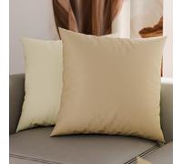 PETTI ARTIGIANI ITALIANI - Par de Fundas de Almohada 50x30 cm, Pareja de Funda de Cojín Lisas Double Face Crema Topo, 100% Microfibra Hipoalergénica