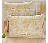 PETTI Artigiani Italiani - Par de Fundas de Almohada 50x30 cm, Pareja de Funda de Cojín Mapa del Mundo 02, 100% Microfibra Hipoalergénica, Paquete de 2, Made in Italy