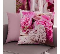 PETTI Artigiani Italiani - Par de Fundas de Almohada 50x50 cm, Pareja de Funda de Cojín Floral Fucsia Rosa, 100% Microfibra Hipoalergénica, Paquete de 2, Made in Italy