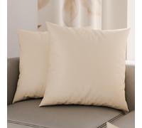 PETTI Artigiani Italiani - Par de Fundas de Almohada 50x50 cm, Pareja de Funda de Cojín Lisas Beige, 100% Microfibra Hipoalergénica, Made in Italy