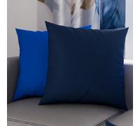PETTI ARTIGIANI ITALIANI - Par de Fundas de Almohada 50x50 cm, Pareja de Funda de Cojín Lisas Double Face Azul Eléctrico Azul Noche, 100% Microfibra Hipoalergénica