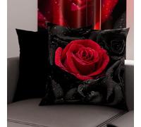 PETTI Artigiani Italiani - Par de Fundas de Almohada 50x50 cm, Pareja de Funda de Cojín Rose Negro, 100% Microfibra Hipoalergénica, Paquete de 2, Made in Italy