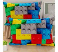 PETTI Artigiani Italiani - Par de Fundas de Almohada 50x70 cm, Pareja de Funda de Cojín Ladrillos de Colores, 100% Microfibra Hipoalergénica, Paquete de 2, Made in Italy