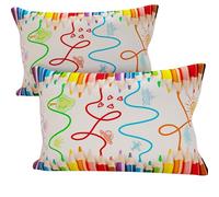 PETTI Artigiani Italiani - Par de Fundas de Almohada 50x70 cm, Pareja de Funda de Cojín Lápices de Colores, 100% Microfibra Hipoalergénica, Paquete de 2, Made in Italy