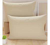 PETTI Artigiani Italiani - Par de Fundas de Almohada 50x70 cm, Pareja de Funda de Cojín Lisas Beige, 100% Microfibra Hipoalergénica, Made in Italy