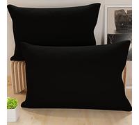 PETTI Artigiani Italiani - Par de Fundas de Almohada 50x70 cm, Pareja de Funda de Cojín Lisas Negro, 100% Microfibra Hipoalergénica, Made in Italy