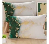 PETTI Artigiani Italiani - Par de Fundas de Almohada 50x70 cm, Pareja de Funda de Cojín Mármol Blanco Verde, 100% Microfibra Hipoalergénica, Paquete de 2, Made in Italy