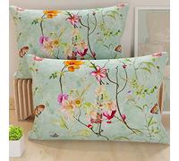 PETTI Artigiani Italiani - Par de Fundas de Almohada 50x70 cm, Pareja de Funda de Cojín Spring Verde Agua, 100% Microfibra Hipoalergénica, Paquete de 2, Made in Italy