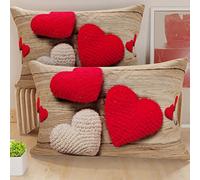 PETTI Artigiani Italiani - Fundas de almohada para cama, par de fundas de almohada de 50 x 80 cm, funda de cojín, fundas de almohada de microfibra hipoalergénica, fabricadas en Italia, fundas de almohada de corazón