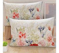 PETTI Artigiani Italiani - Par de Fundas de Almohada 50x80 cm, Pareja de Funda de Cojín Floral Azul, 100% Microfibra Hipoalergénica, Paquete de 2, Made in Italy