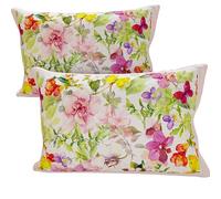 PETTI Artigiani Italiani - Par de Fundas de Almohada 50x80 cm, Pareja de Funda de Cojín Floral Colorido, 100% Microfibra Hipoalergénica, Paquete de 2, Made in Italy