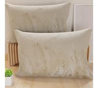 PETTI Artigiani Italiani - Par de Fundas de Almohada 50x80 cm, Pareja de Funda de Cojín Hojas Beige, 100% Microfibra Hipoalergénica, Paquete de 2, Made in Italy
