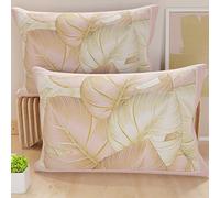 PETTI Artigiani Italiani - Par de Fundas de Almohada 50x80 cm, Pareja de Funda de Cojín Hojas Rosa, 100% Microfibra Hipoalergénica, Paquete de 2, Made in Italy