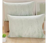PETTI Artigiani Italiani - Fundas de Almohada para Cama, par de Fundas de Almohada de 50 x 80 cm, Funda de cojín, Fundas de Microfibra hipoalergénica, Fabricadas en Italia, Hoja Salvia
