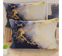 PETTI Artigiani Italiani - Par de Fundas de Almohada 50x80 cm, Pareja de Funda de Cojín Mármol Blanco Azul, 100% Microfibra Hipoalergénica, Paquete de 2, Made in Italy