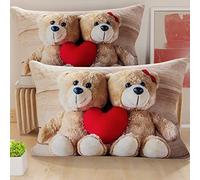 PETTI Artigiani Italiani - Par de Fundas de Almohada 50x80 cm, Pareja de Funda de Cojín Ositos Beige, 100% Microfibra Hipoalergénica, Paquete de 2, Made in Italy