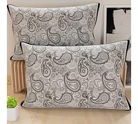 PETTI Artigiani Italiani - Par de Fundas de Almohada 50x80 cm, Pareja de Funda de Cojín Paisley Blanco Negro, 100% Microfibra Hipoalergénica, Paquete de 2, Made in Italy