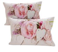 PETTI Artigiani Italiani - Par de Fundas de Almohada 50x80 cm, Pareja de Funda de Cojín Rosas Rosa, 100% Microfibra Hipoalergénica, Paquete de 2, Made in Italy