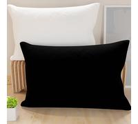 PETTI ARTIGIANI ITALIANI - Par de Fundas de Almohada 60x40 cm, Pareja de Funda de Cojín Lisas Double Face Blanco Negro, 100% Microfibra Hipoalergénica