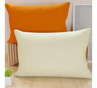 PETTI ARTIGIANI ITALIANI - Par de Fundas de Almohada 60x40 cm, Pareja de Funda de Cojín Lisas Double Face Naranja Crema, 100% Microfibra Hipoalergénica