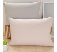 PETTI ARTIGIANI ITALIANI - Par de Fundas de Almohada 60x40 cm, Pareja de Funda de Cojín Lisas Double Face Rosa Empolvado Gris Claro, 100% Microfibra Hipoalergénica